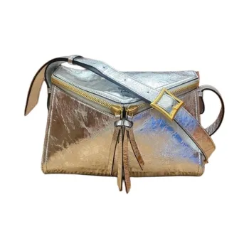 MCM Diamante 3D Calfskin Crossbody Bag Shoulder Bag Small Size Women's Silver