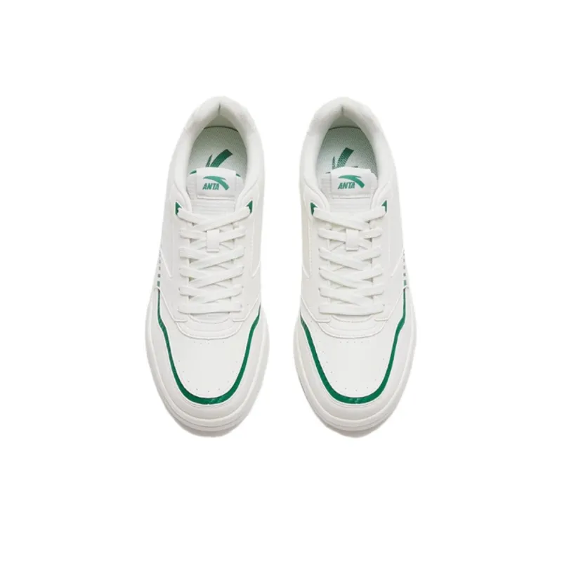 Anta Slip Resistant Cushioning Abrasion Resistant Low Top Skateboard Shoes Men's Ivory White Turquoise-2