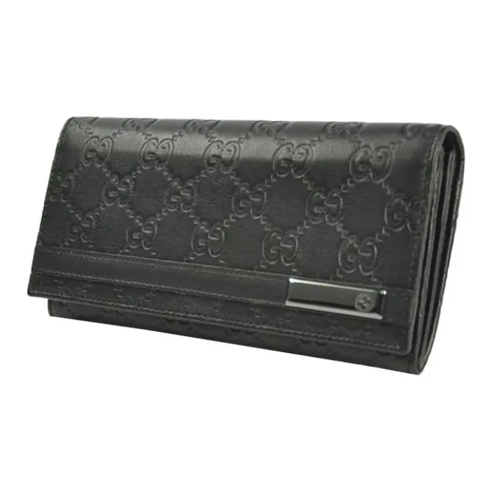 GUCCI Leather Wallet Women's Black-1