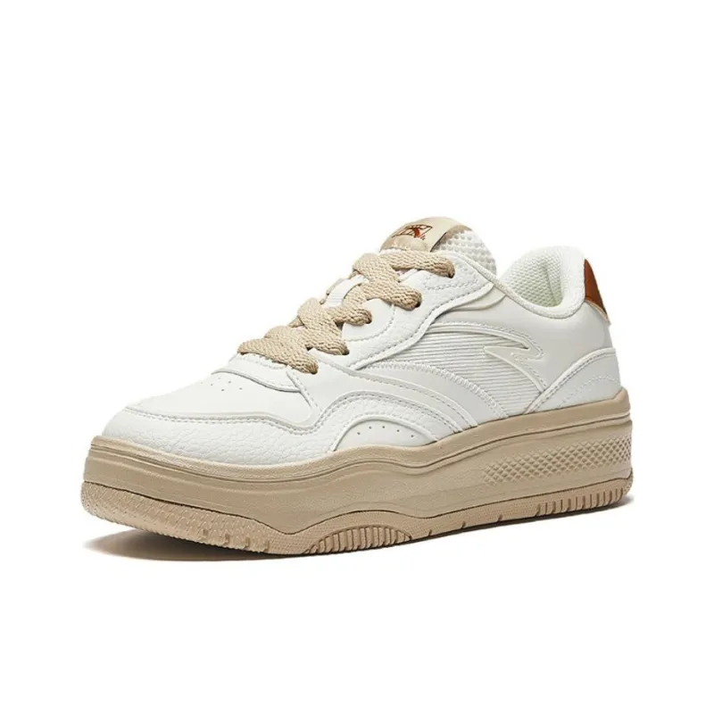 Anta Street Play 2 Slip Resistant Cushioning Low Top Skateboard Shoes Women's White Brown-1