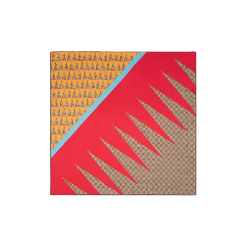 GUCCI Silk Scarves Women's Brown/Red