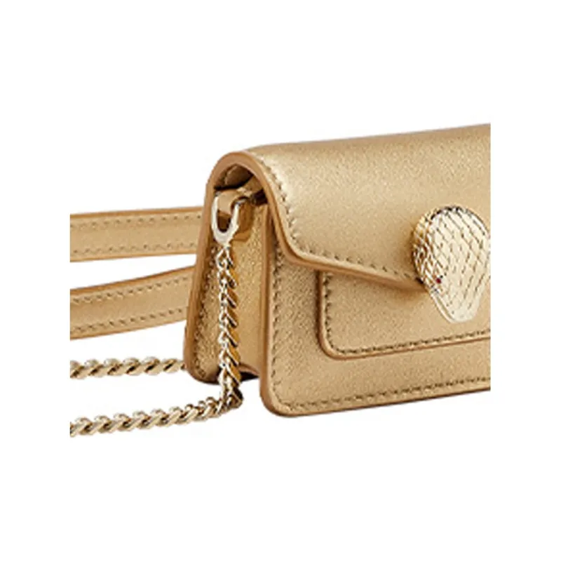 BVLGARI Serpenti Forever Cow Leather Fanny Pack Shoulder Bag Crossbody Bag Mini Women's Gold-4