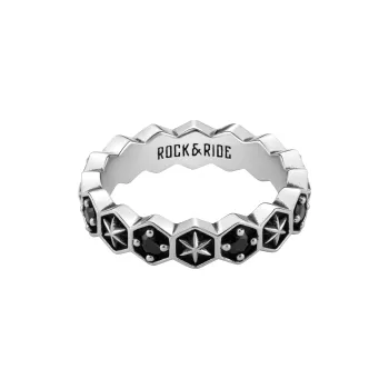 ROCK&RIDE 925 Silver Inlaid With Black Spinel Rings Unisex