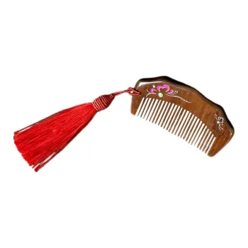 XIBI Gold Thread Green Sandalwood Comb Smooth Anti-Static
