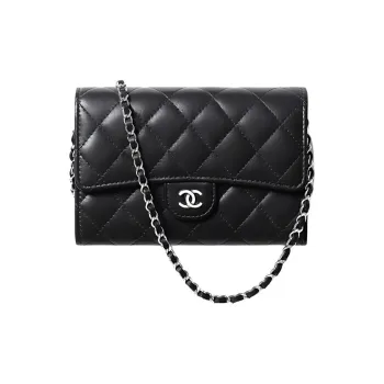 CHANEL Classic Flap CF Smooth Lambskin Flap Bag Crossbody One Shoulder Wallet Unisex Black