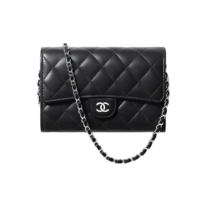 CHANEL Classic Flap CF Smooth Lambskin Flap Bag, Crossbody Bag, One Shoulder Wallet Unisex Black-0