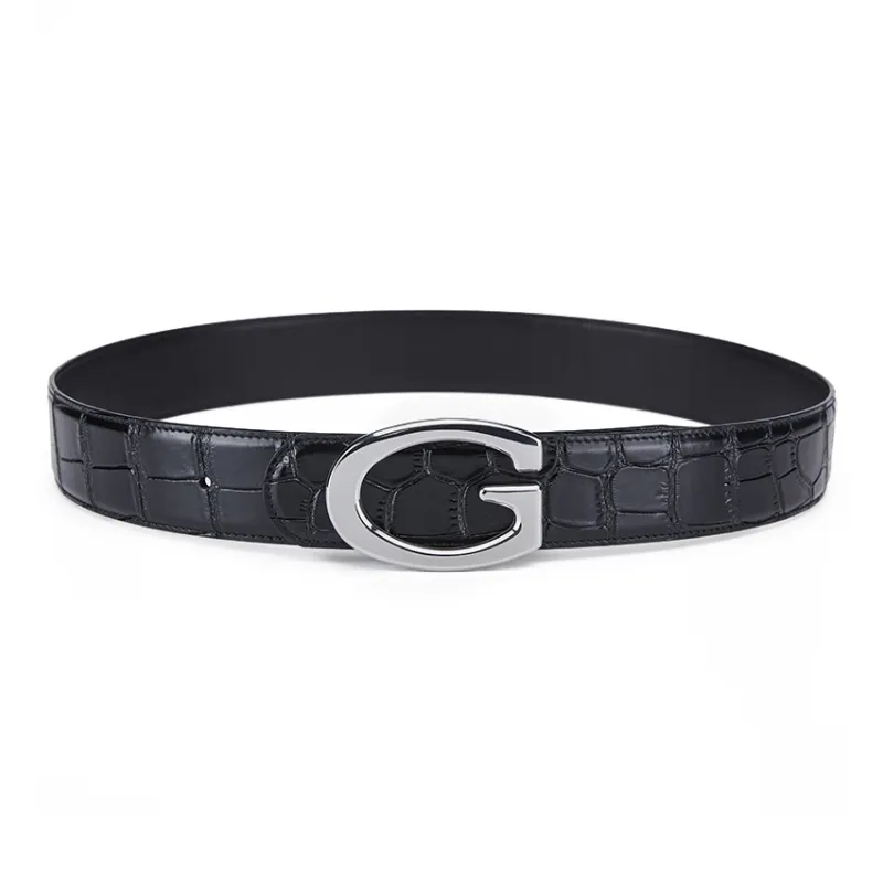 Jeccieziio Cow Leather Leather Belts Men's Black/Coffee Width: 3.8cm-2