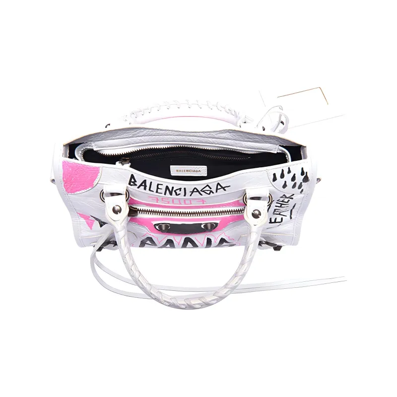 Balenciaga Sheepskin Handbag Mini Women's Graffiti White-3