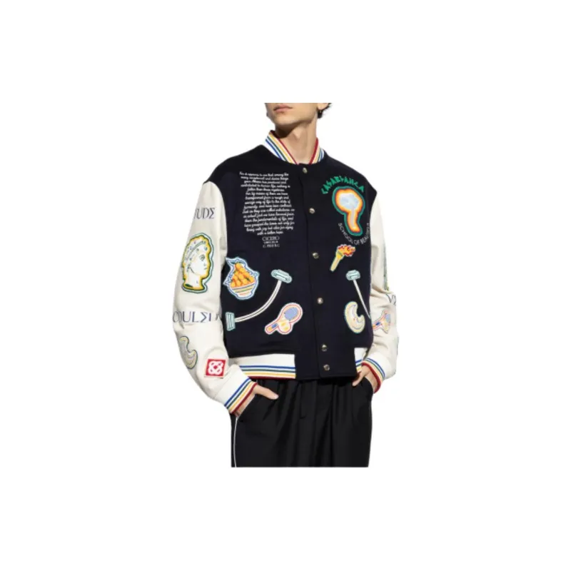 CASABLANCA Chenille Patchwork Bomber Jacket-3