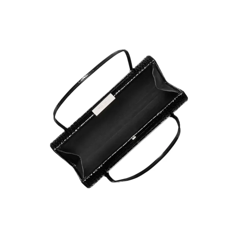 MICHAEL KORS Natalie Crocodile Embossed Patent Leather Barrel Bag-1