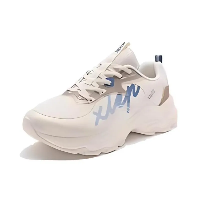 XTEP Man Dance Cushioning Wear Resistant Low Top Running Shoes Women's White Brown Blue-2