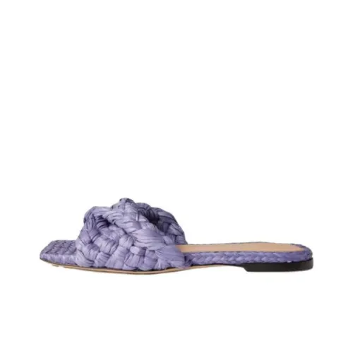 Bottega Veneta Raffia Stretch Flat Sandals Lavender Women's