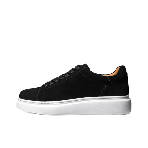 THOM WILLS Sports Casual Suede Brushed Shoes Low Top Skateboard Shoes Men's Black