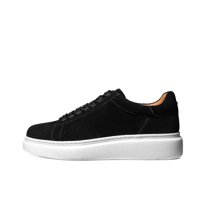 THOM WILLS Sports Casual Suede Brushed Shoes Low Top Skateboard Shoes Men's Black-0
