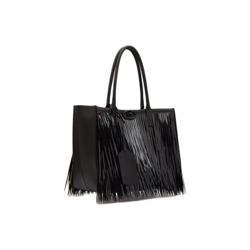 Valentino Vlogo Leather Tote Bag, Shopping Bag, Handbag, Shoulder Bag Medium Size Women's Black-1