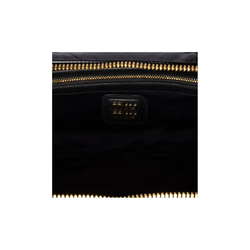 MIU MIU Naplak Lacquered Finish Sheepskin One Shoulder Handbags Women's Black-4