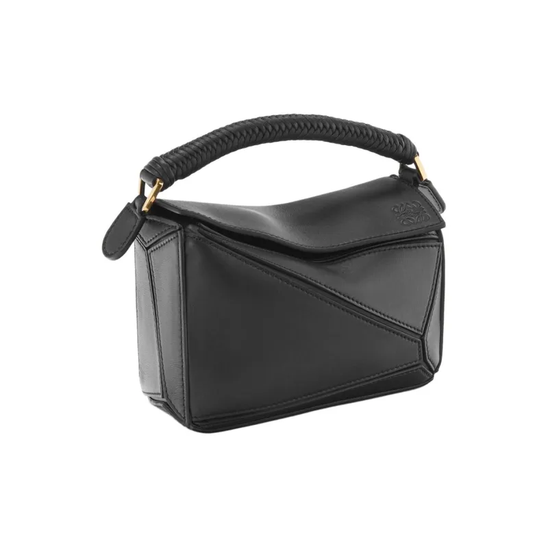 LOEWE Puzzle Soft Calfskin Shoulder Bag Crossbody Bag Handbag Mini Women's Black-2