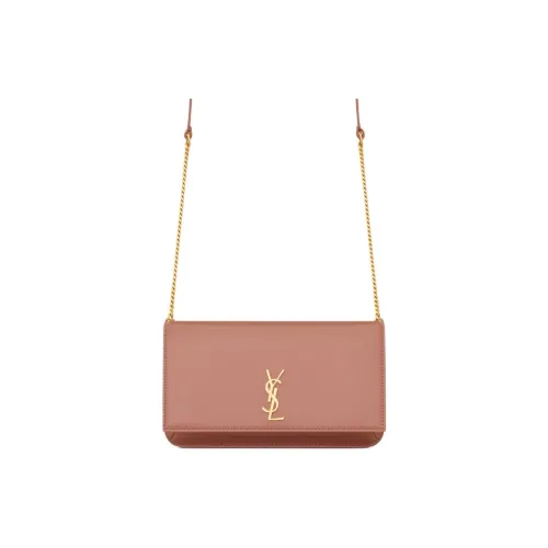 SAINT LAURENT CASSANDRE Cow Leather Cell Phone Pouch Crossbody Bag Shoulder Bag Women's Light Pink