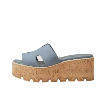 HERMES Eze Slide Slippers 6.6cm Women's Blue