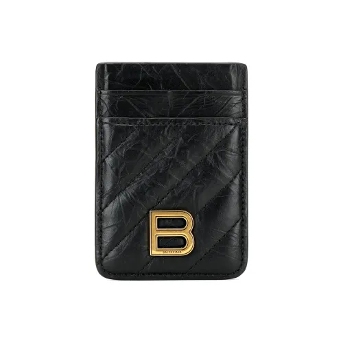 Balenciaga CRUSH Calfskin Card Holder Women's Black
