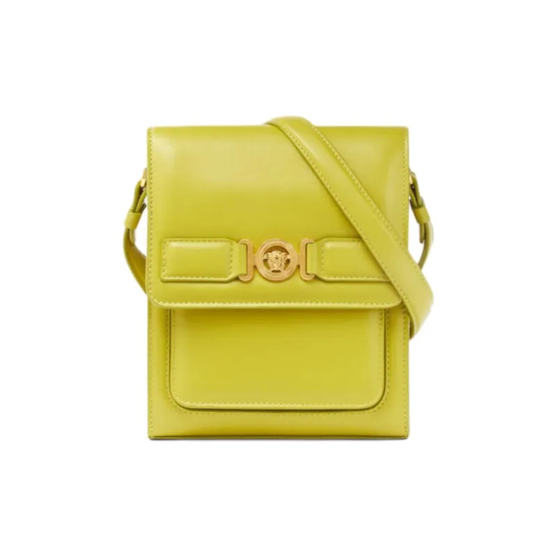 VERSACE MEDUSA BIGGIE Series Cow Leather Shoulder Bag, Crossbody Bag Men's Green-0