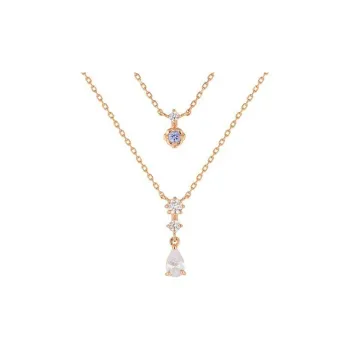 4℃ Silver Rose Gold-Plated Tanzanite Cubic Zirconia Necklaces Women's Gold