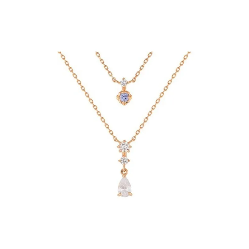 4℃ Silver Rose Gold-Plated Tanzanite Cubic Zirconia Necklaces Women's Gold-0