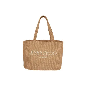 Jimmy Choo Raffia Handbag, Shoulder Bag Women's Light Umber