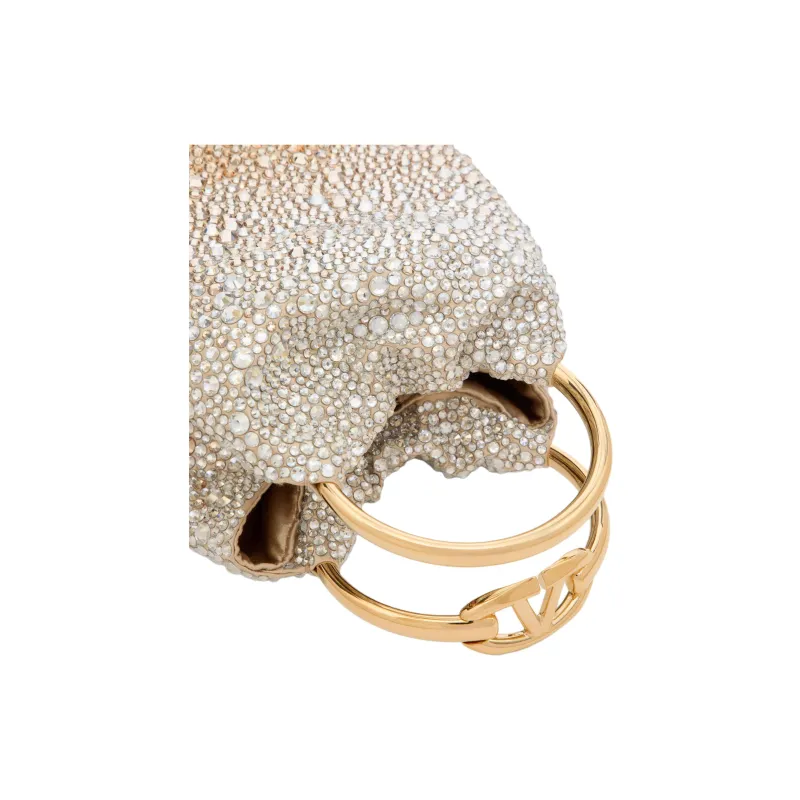 Valentino CARRY SECRETS Rhinestone Bucket Bag Handbag Trumpets Women's Gold-5