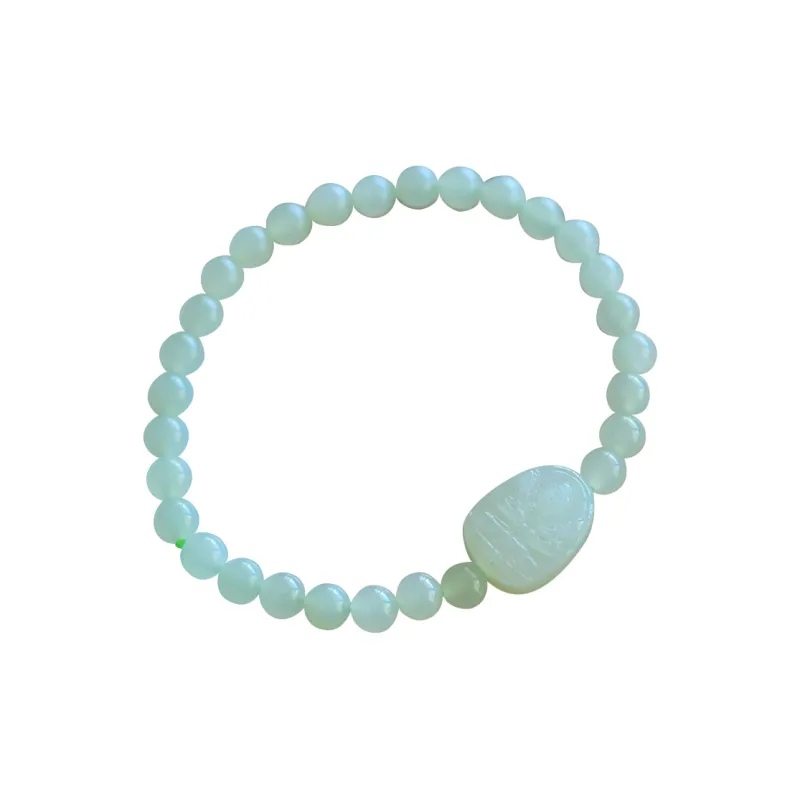 Cuiya Golden Building Hetian Jade Bracelets Pale Greenish-White Jade Unisex-9