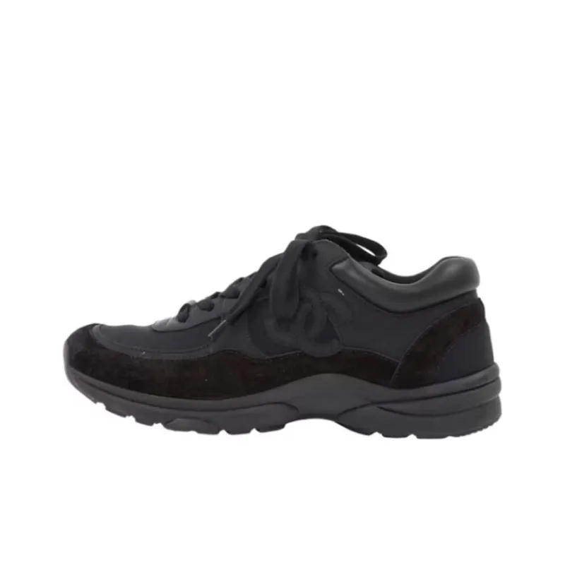 CHANEL Low Top Trainer Cc Triple Black Suede-0