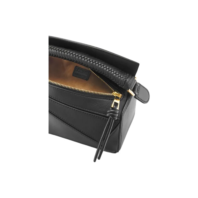 LOEWE Puzzle Soft Calfskin Shoulder Bag Crossbody Bag Handbag Mini Women's Black-5