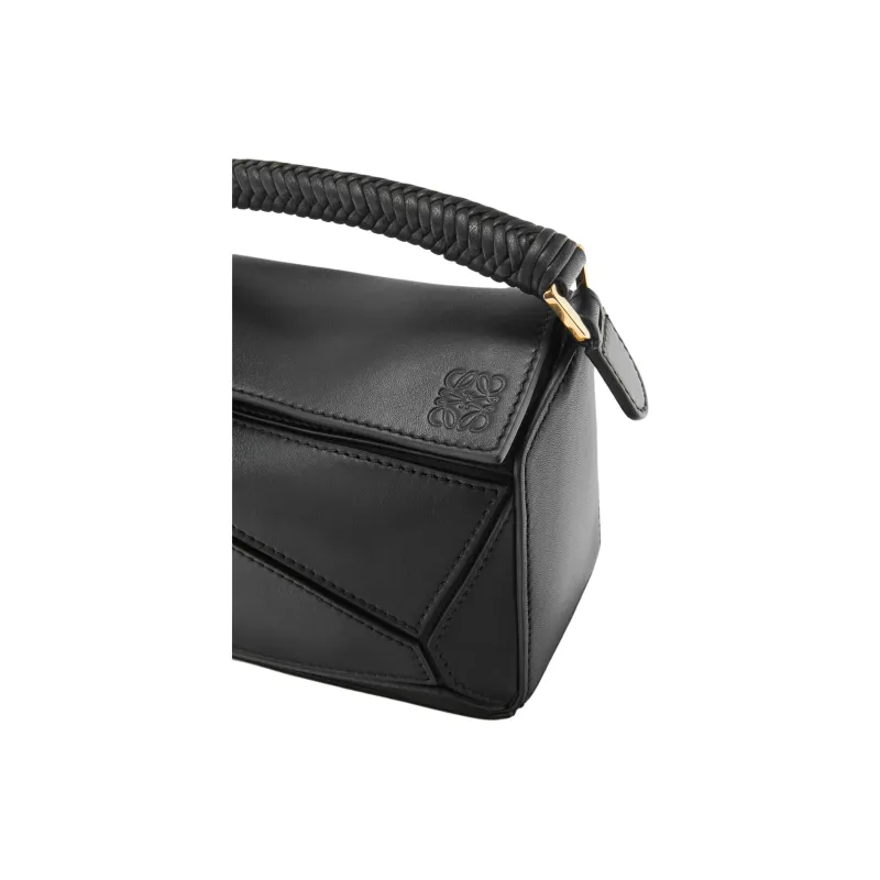 LOEWE Puzzle Soft Calfskin Shoulder Bag Crossbody Bag Handbag Mini Women's Black-6