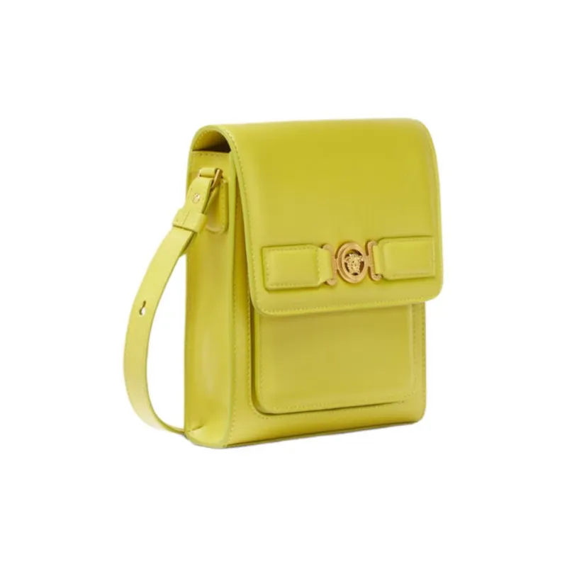 VERSACE MEDUSA BIGGIE Series Cow Leather Shoulder Bag, Crossbody Bag Men's Green-1