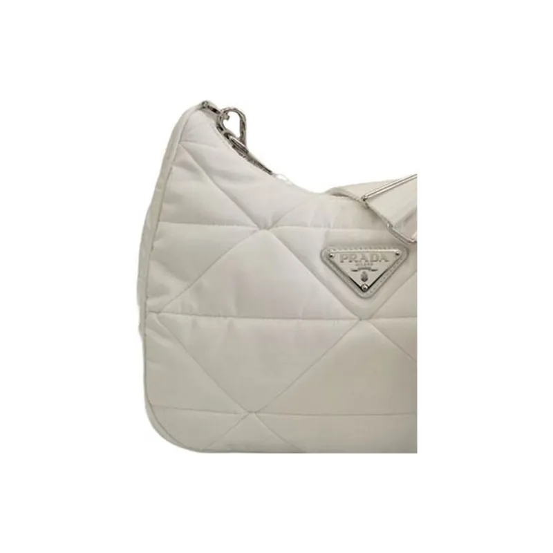 PRADA Nylon Shoulder Bag Women's White-3
