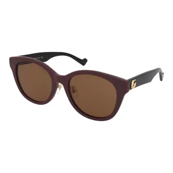 GUCCI Injection Molded Irregular Shape Sunglasses Women's Brown