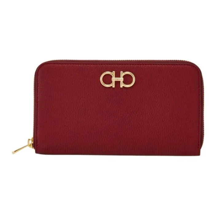FERRAGAMO Calfskin Wallet Women's Burgundy-0
