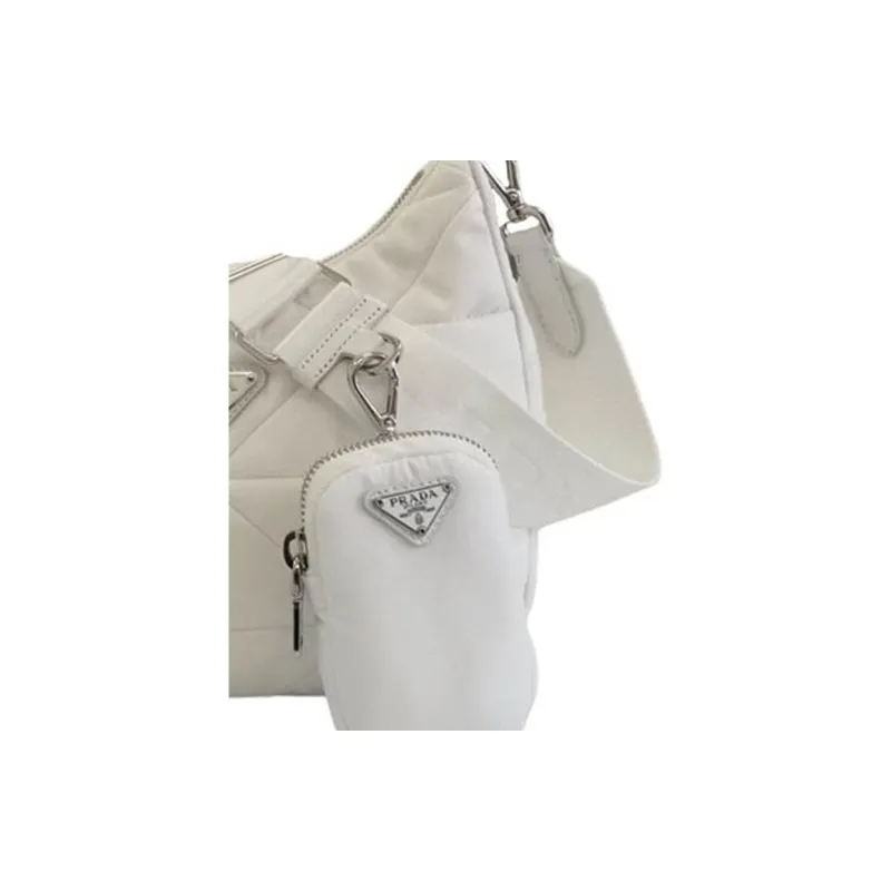 PRADA Nylon Shoulder Bag Women's White-2