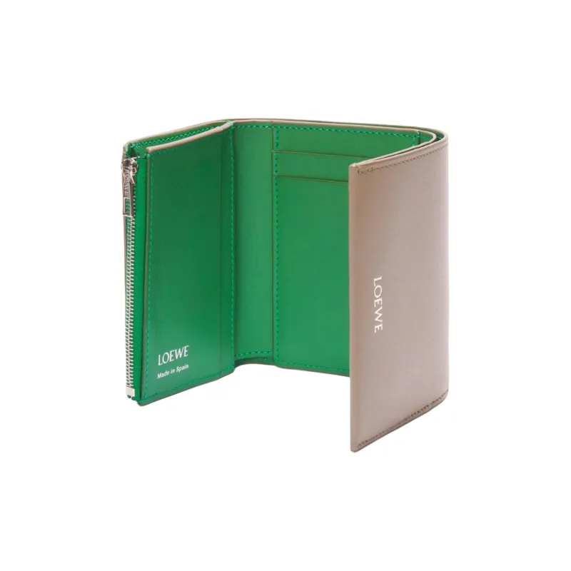 LOEWE Shiny Nappa Calfskin Wallet Men's Sand & Tropical Green-2