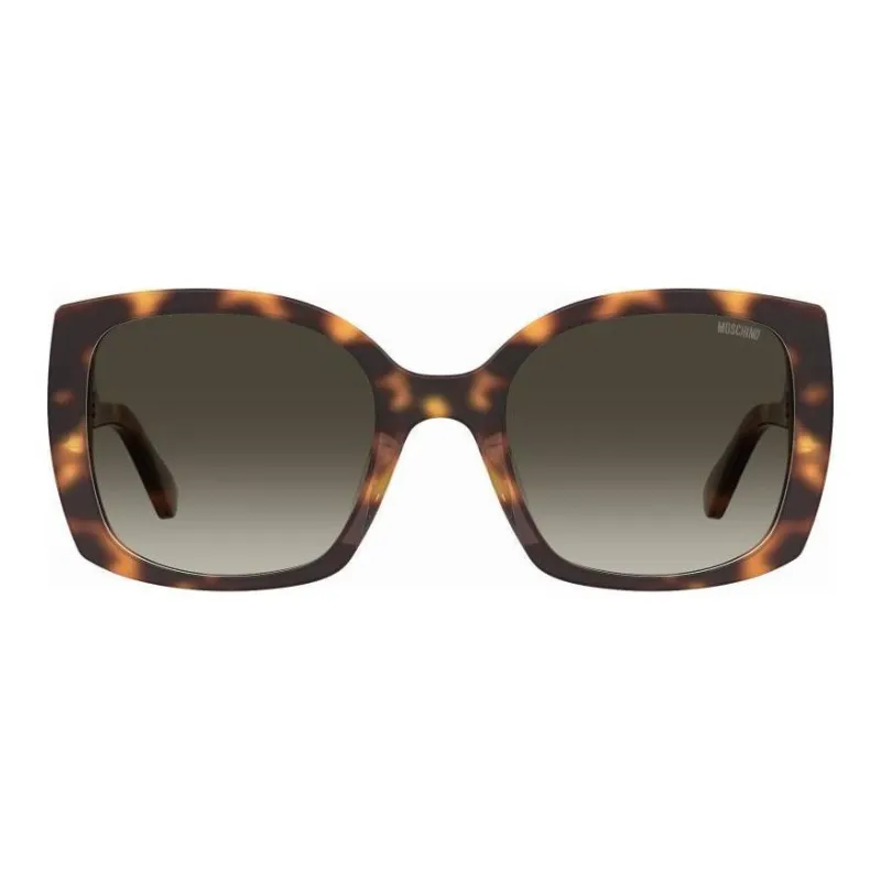 MOSCHINO Acetate Irregular Shape Sunglasses Women's Brown-1