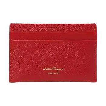 FERRAGAMO Calfskin Wallet Unisex Red