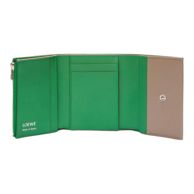 LOEWE Shiny Nappa Calfskin Wallet Men's Sand & Tropical Green-3