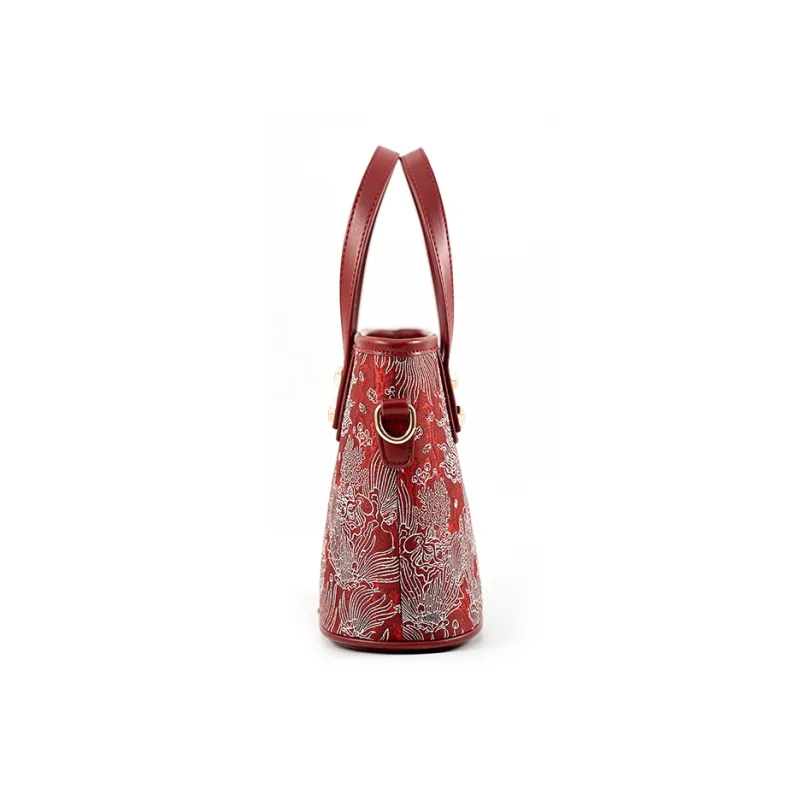 Vigno Synthetic Leather Kelly Bag Wedding Bag Shoulder Bag Crossbody Bag Handbag Regular Women's Red-3