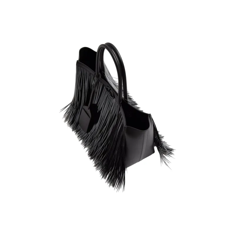 Valentino Vlogo Leather Tote Bag, Shopping Bag, Handbag, Shoulder Bag Medium Size Women's Black-4