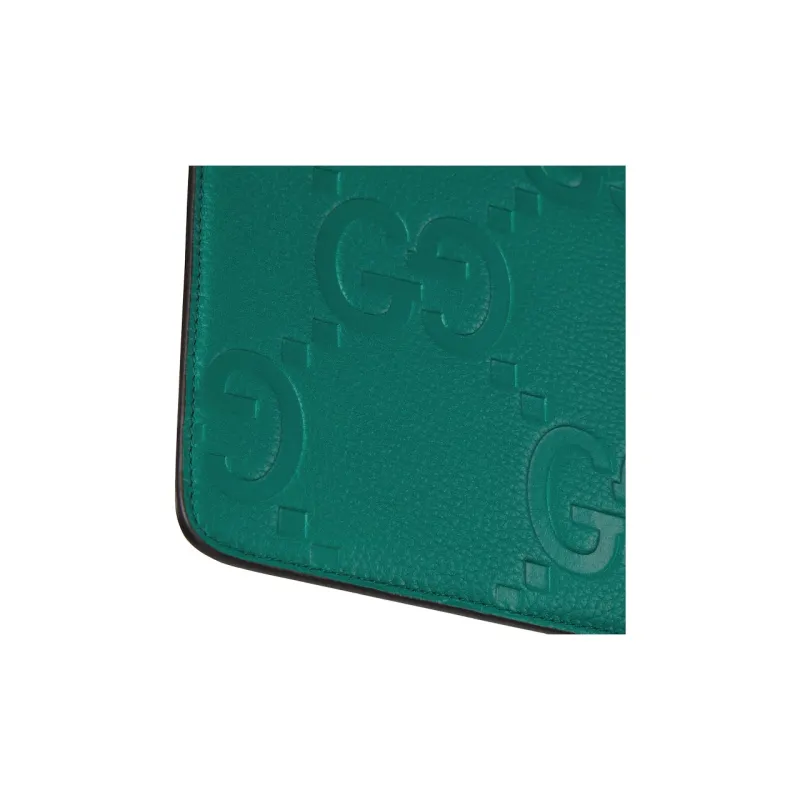GUCCI Grain Leather Clutch Large Size Men's Green-6