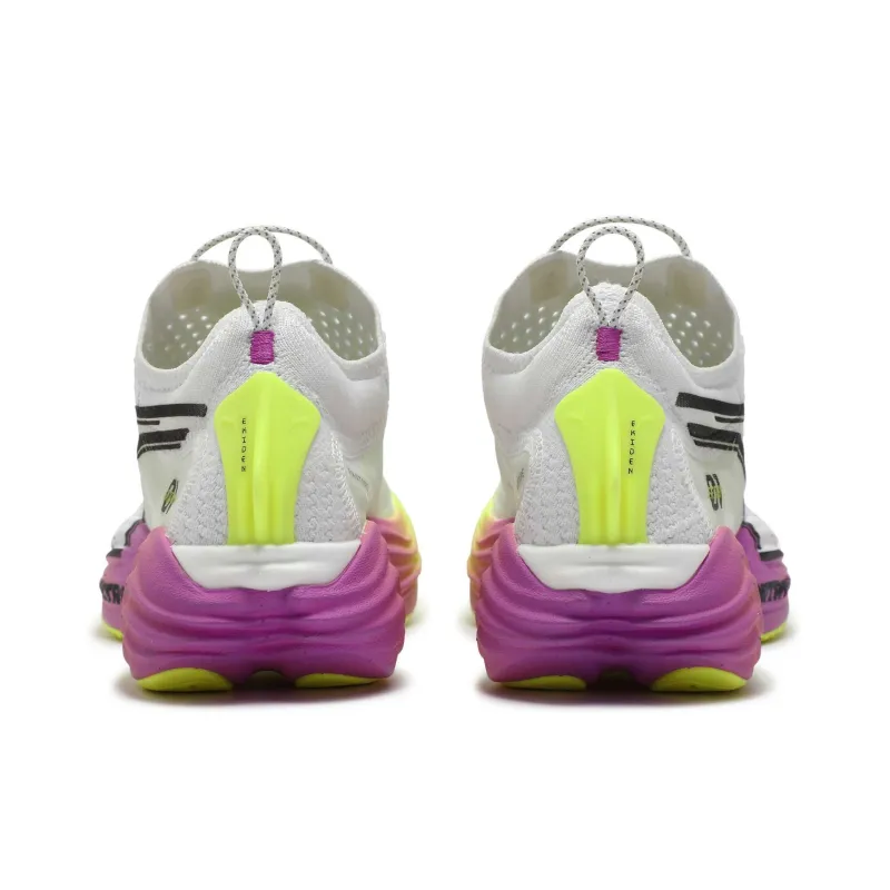 PUMA Cushioning And Breathable Low Top Running Shoes Women's White Yellow-4