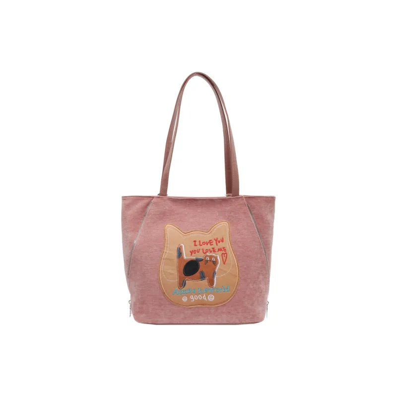 Meow In The Grass PU Shoulder Bag Handbag Tote Bag Regular Women's Coffee/Black/Gray/Pink-15