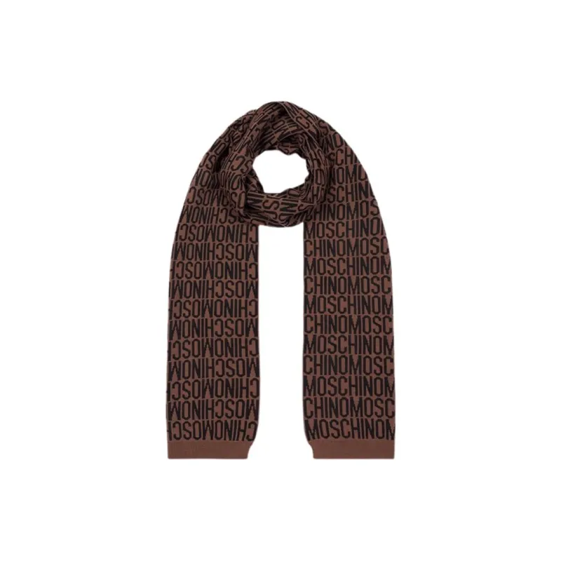 MOSCHINO Wool Knit Scarves Unisex Dark Brown-1