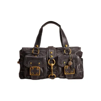 COACH Legacy Leather Boston Bag Shoulder Bag Crossbody Bag Large Size Women's Black
