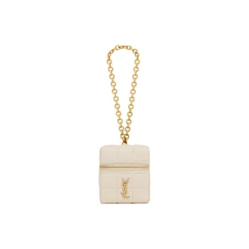 SAINT LAURENT Sheepskin Coin Purse Mini Women's Vintage White